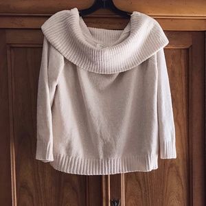 Umgee Cream Chenille Cowl Neck Boxy Pullover Sweater Small